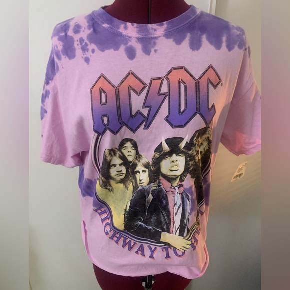 AC/DC | Tops | Nwt Acdc Pastel Purple And Pink Short Sleeve Tee Size Sm ...